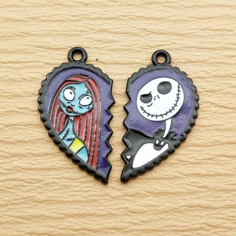 10 Stück Nightmare Before Christmas Charm Schmuckzubehör Emaille Halskette Ohrring Anhänger Diy Herstellung Legierung Metall schwarz plattiert
