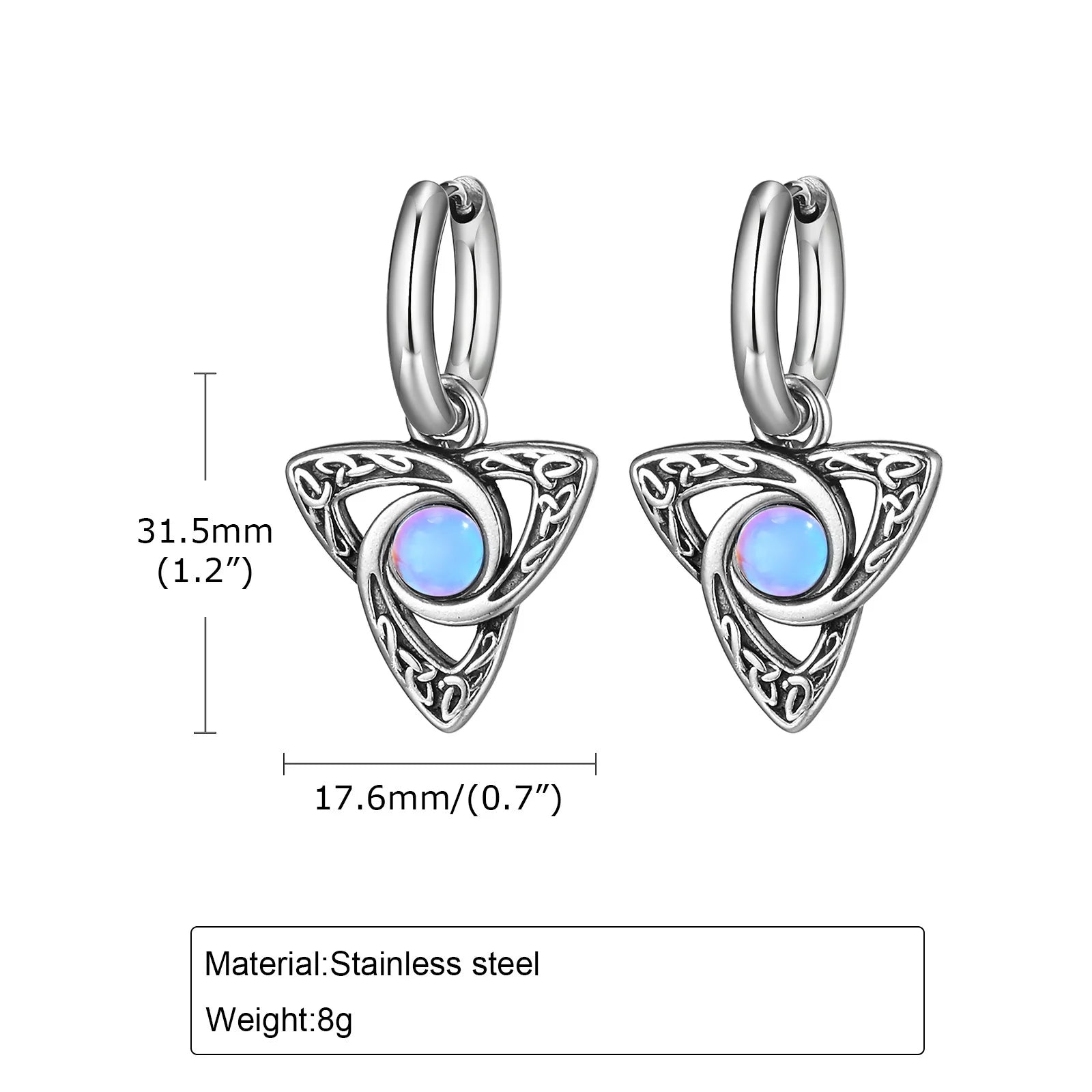 Vnox Vintage-Halsketten mit keltischem Knoten-Anhänger und Mondstein-Intarsien für Männer und Frauen, Hexenknoten-Kragen-Schmuck mit Box-Kette