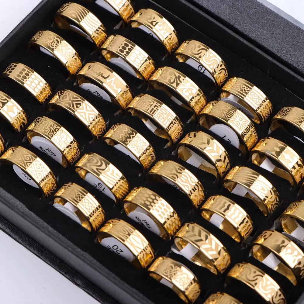 10 Teile/los Trendy Klassische männer frauen Öl Tropft Edelstahl Ringe, Retro Schmuck Geschenke, Gemischte Stil