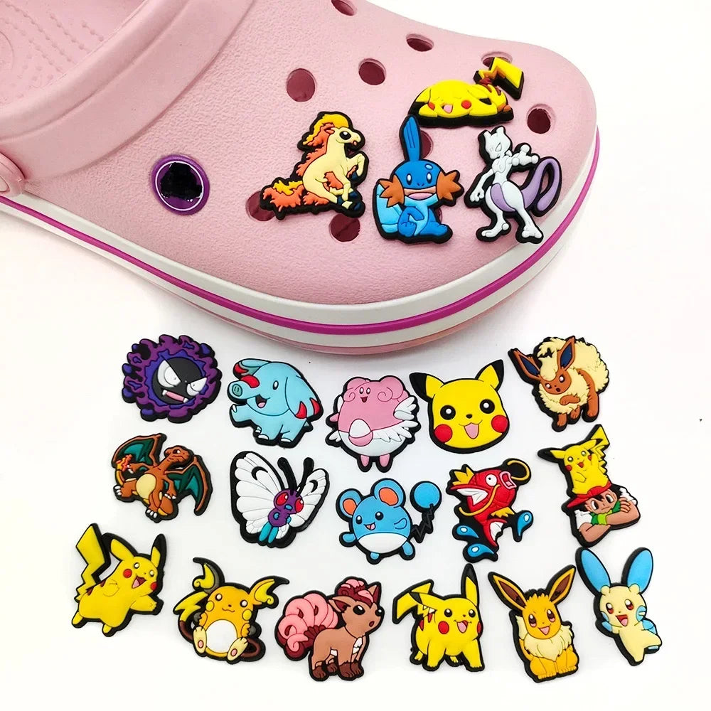 20/27 Stück Pokemon Schuhe Charms für Clogs Sandalen Dekoration PVC Pikachu Cartoon Schuhzubehör Charms für Freunde Geschenke