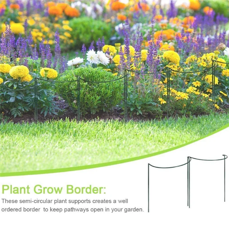 6/10 Stück Stützpfahl für Gartenpflanzen, robuster, vernetzender halbrunder Pfingstrosen-Stützringkäfig, Stützregal für Pflanzen