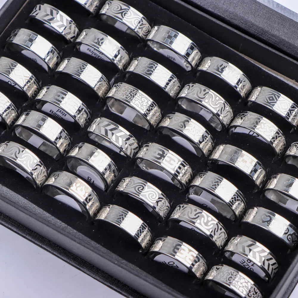 10 Teile/los Trendy Klassische männer frauen Öl Tropft Edelstahl Ringe, Retro Schmuck Geschenke, Gemischte Stil