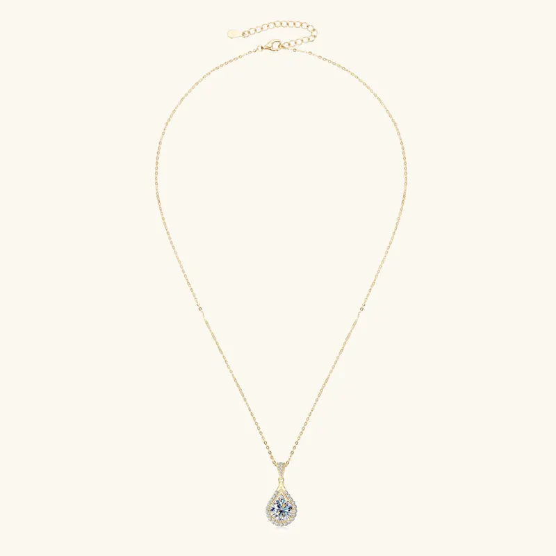 OXTAO 18 Karat Weißgold Moissanit Wassertropfen Halskette Anhänger Damenschmuck Zertifiziertes 925er Sterlingsilber Jubiläumsgeschenk