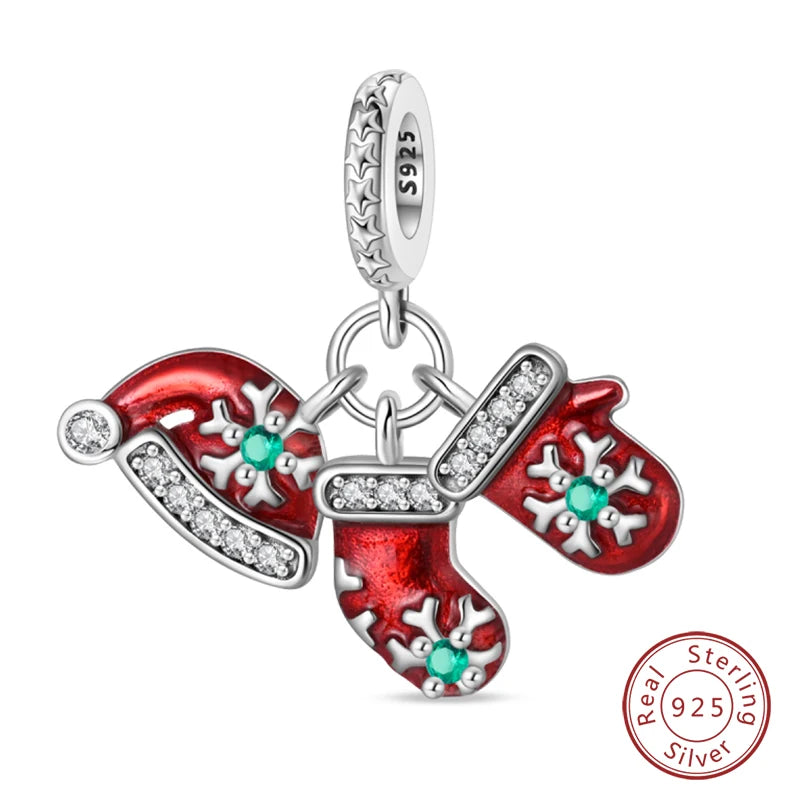 Winter-Charm, Original-Charm-Anhänger aus 925er-Sterlingsilber, Schneeflocke, Schneemann, Pinguin, für Frauen, feiner DIY-Geburtstagsschmuck, Geschenke