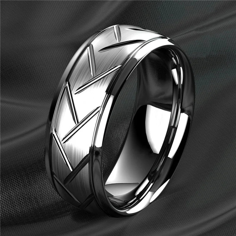 Moderne 8mm Schwarz Titan stahl Ringe für Männer Frauen Nut Facetten Edelstahl Männer Ring Hochzeit Band schmuck Großhandel