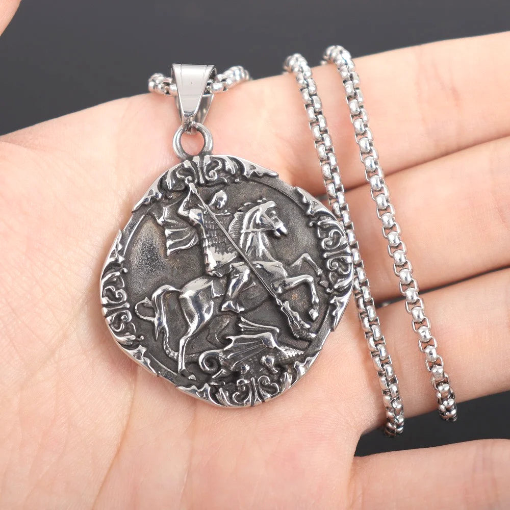 Vintage mittelalterlicher Kriegsritter Anhänger Charm Herren Halskette Weihnachtsgeschenk Valentinstag Geschenk Amulett Schmuck Zubehör