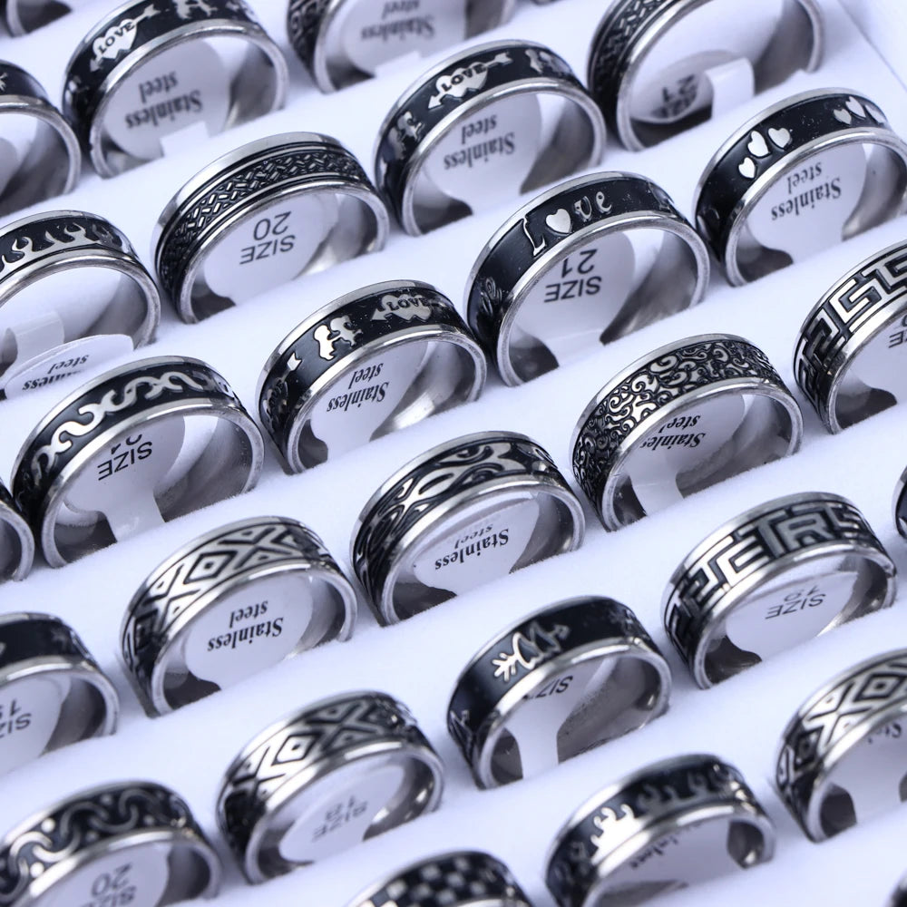 10 Teile/los Trendy Klassische männer frauen Öl Tropft Edelstahl Ringe, Retro Schmuck Geschenke, Gemischte Stil