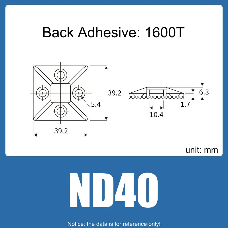 100 Stück selbstklebende Nylon-Kabelbinderhalter, Kabelbinder, fester Sitz, PA66, Kunststoff-Kabelklemmen, 3 m, 1600 t, stark klebende Kabelbinderhalterung