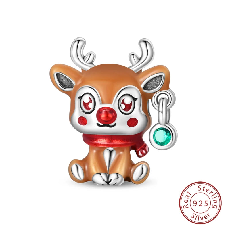 Winter-Charm, Original-Charm-Anhänger aus 925er-Sterlingsilber, Schneeflocke, Schneemann, Pinguin, für Frauen, feiner DIY-Geburtstagsschmuck, Geschenke