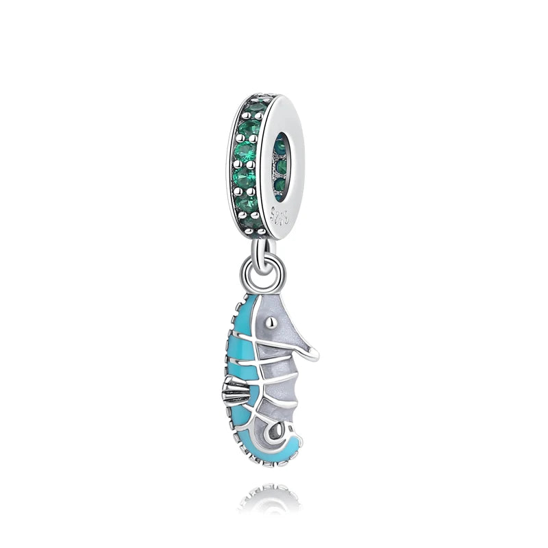 Original 925 Sterling Silber Charms Meeresschildkröte Anhänger Kristall Perlen Fit Marke Armbänder Halsketten Diy Schmuck Für Frauen