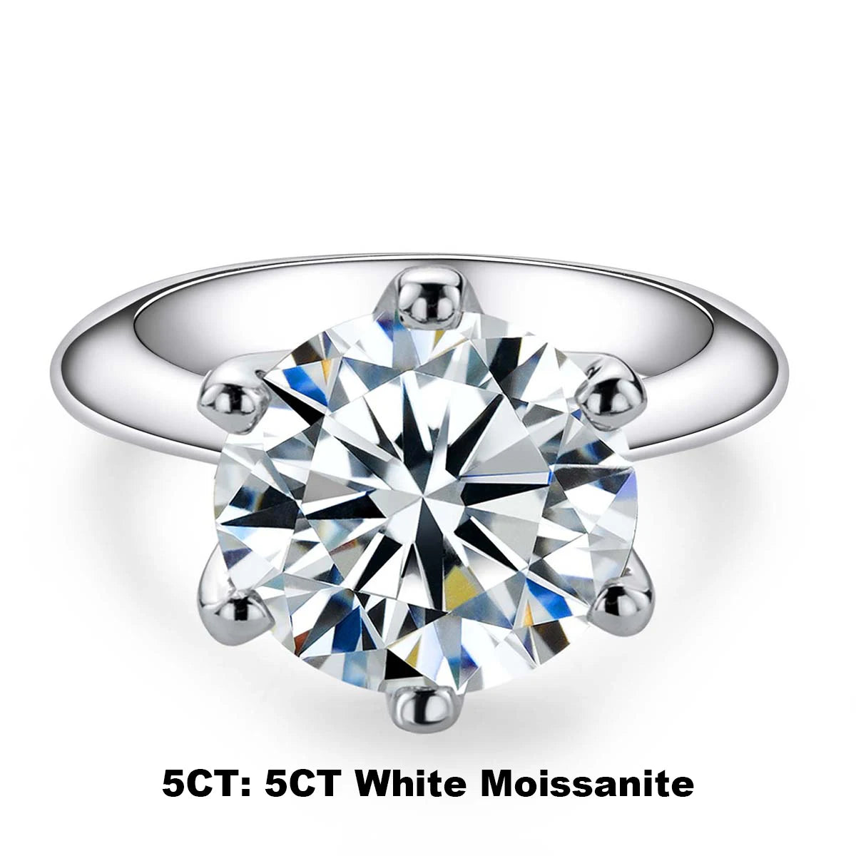 AnuJewel 1ct 2ct 3ct 5ct D Farbe Moissanit Verlobungsring für Frauen 925 Sterling Silber Vergoldet Solitär Ringe Großhandel