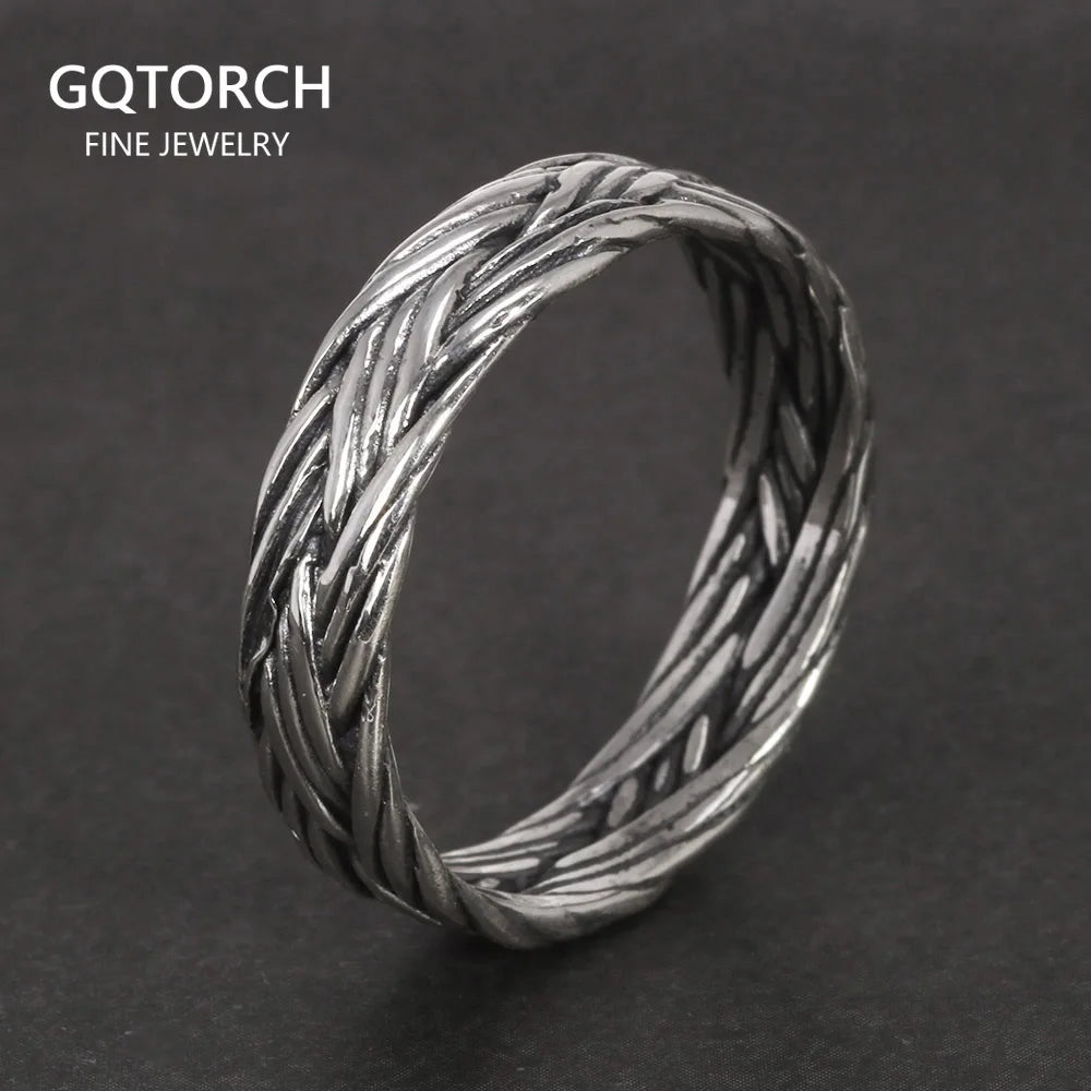 Wikinger-Schmuck, geflochtener Ring aus 925er-Sterlingsilber für Männer und Frauen, Paar-Eheringe für Liebhaber