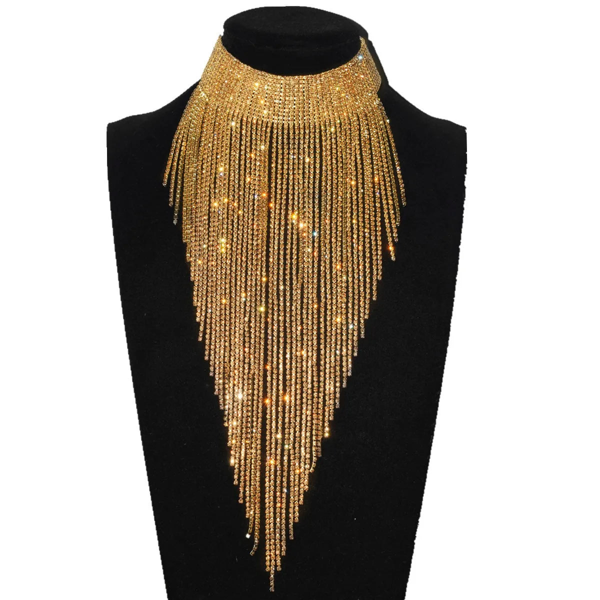 Mode glänzende Strass lange Kette Choker Kragen Statement Halskette für Frauen Modeschmuck Accessoires