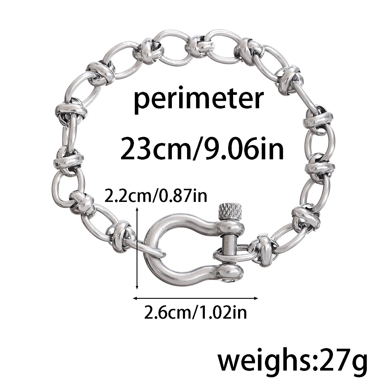 Pferdeschuh-Knoten-Armband für Männer und Frauen, Edelstahl, minimalistisches Silberkettenarmband, Schnalle, abnehmbare Armbänder, Schmuck, Geschenk