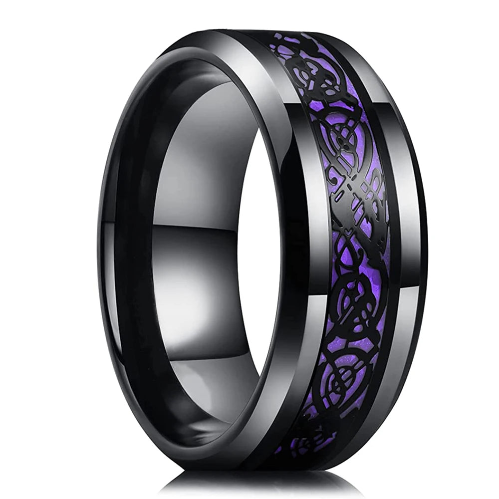 Moderne 8mm Schwarz Titan stahl Ringe für Männer Frauen Nut Facetten Edelstahl Männer Ring Hochzeit Band schmuck Großhandel