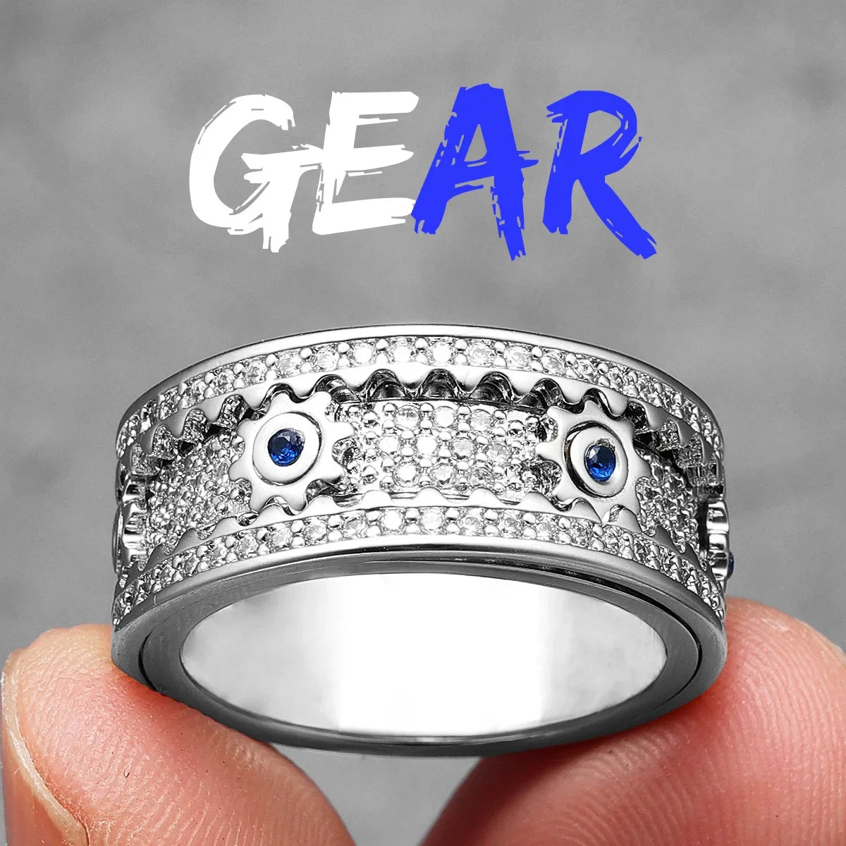Fidget Spinner Edelstein Getriebe Männer Ringe Edelstahl Frauen Schmuck Punk Neu in Rock Hip Hop Mode Accessoires Geschenk Großhandel