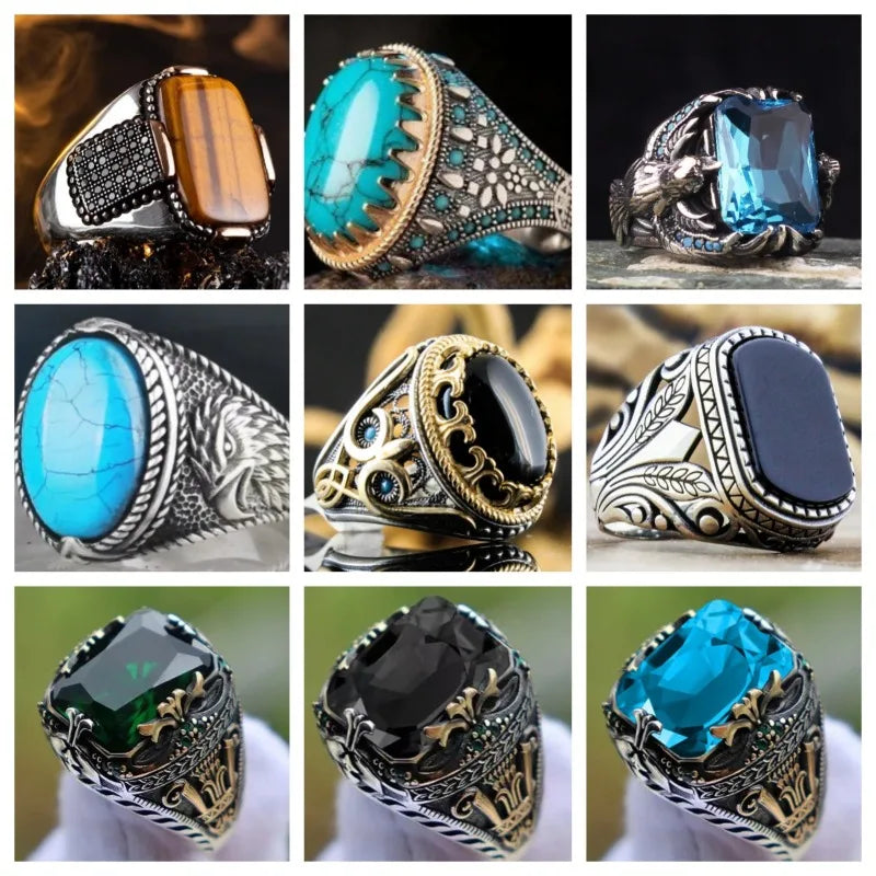 Neuer Herrenring mit künstlichem Zirkon, Persönlichkeit, Retro, anstrebend, besuchen, Bankett, Party, lässig