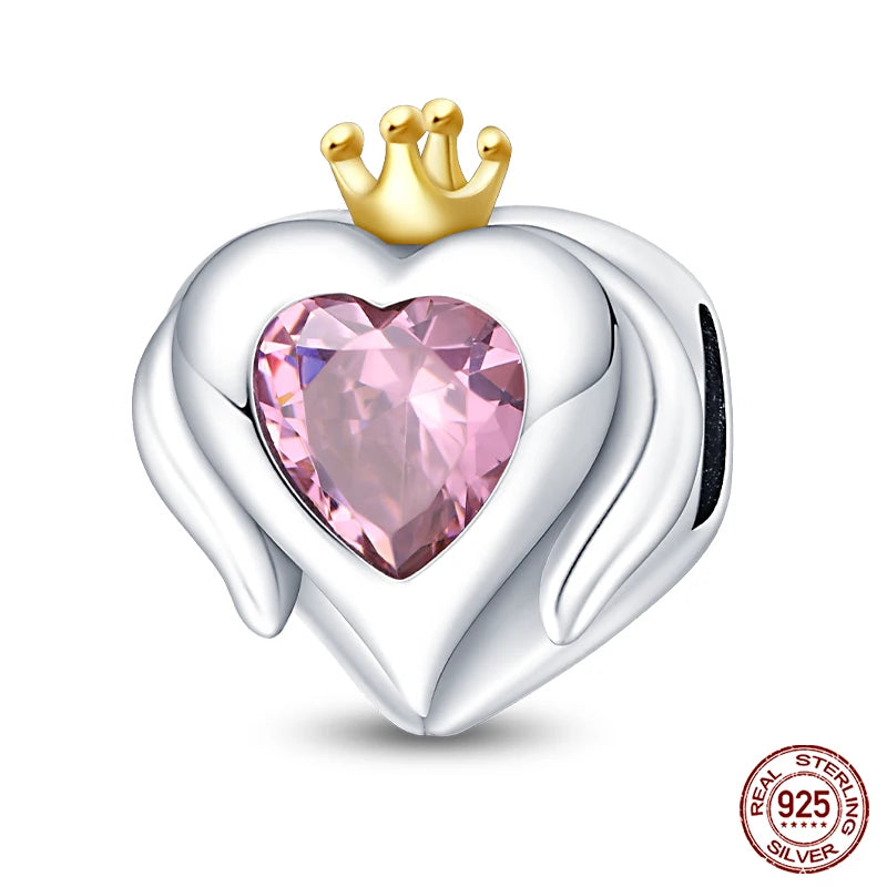 Charms aus 925er-Sterlingsilber, romantische Herz-Serie, Perlen, passend für Qikaola 925 Original-Armbänder, DIY-Schmuck zum Muttertag, Geschenke