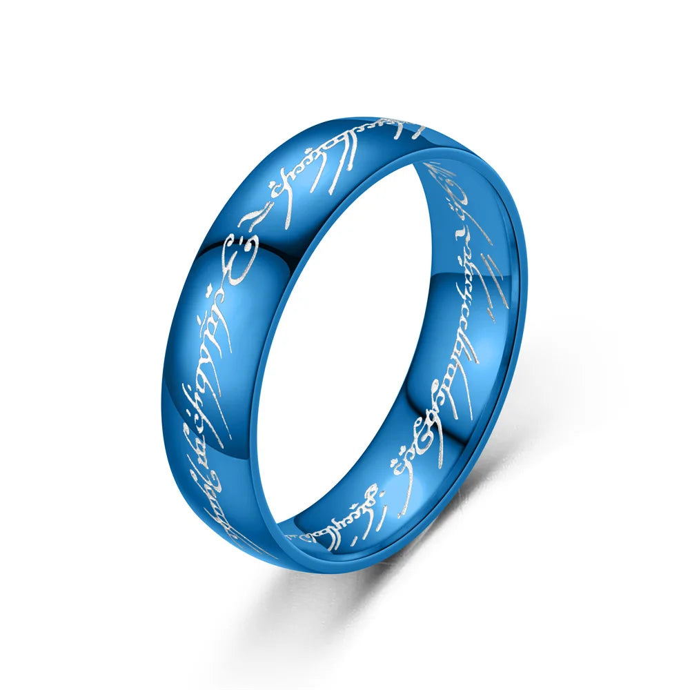 Edelstahlschmuck Punk One Ring Of Power Elf Bilbo Baggins Gollum Tolkien Letter Wizard Mehrfarbig Größe 6-13