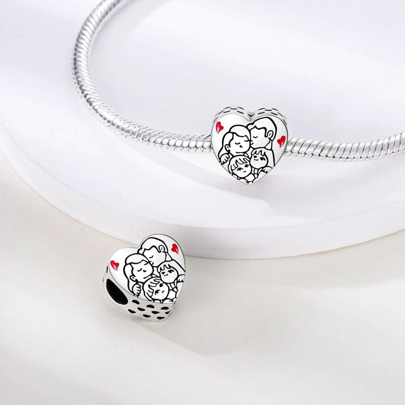 Charms aus 925er-Sterlingsilber, romantische Herz-Serie, Perlen, passend für Qikaola 925 Original-Armbänder, DIY-Schmuck zum Muttertag, Geschenke