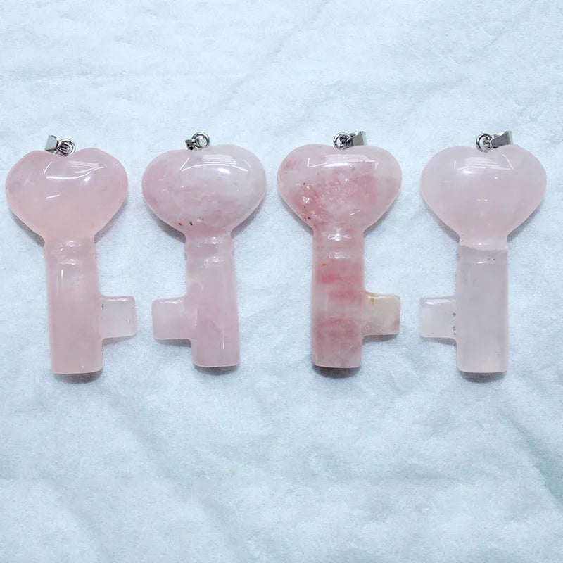 5PCS Naturstein Liebe Herz Schlüsselanhänger Anhänger Kristall Energie Stein Amethyst Rosenquarz Anhänger für DIY Damen Dekoratives Geschenk