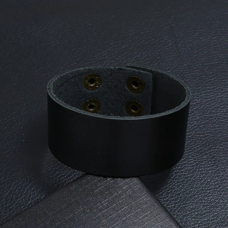 Breite Wickelarmbänder aus echtem Leder für Herren, Retro, verstellbare Armreifen für Männer, Punk-Stil, Schmuck, Geschenke, Schwarz, Braun, Rot, Grün, Blau
