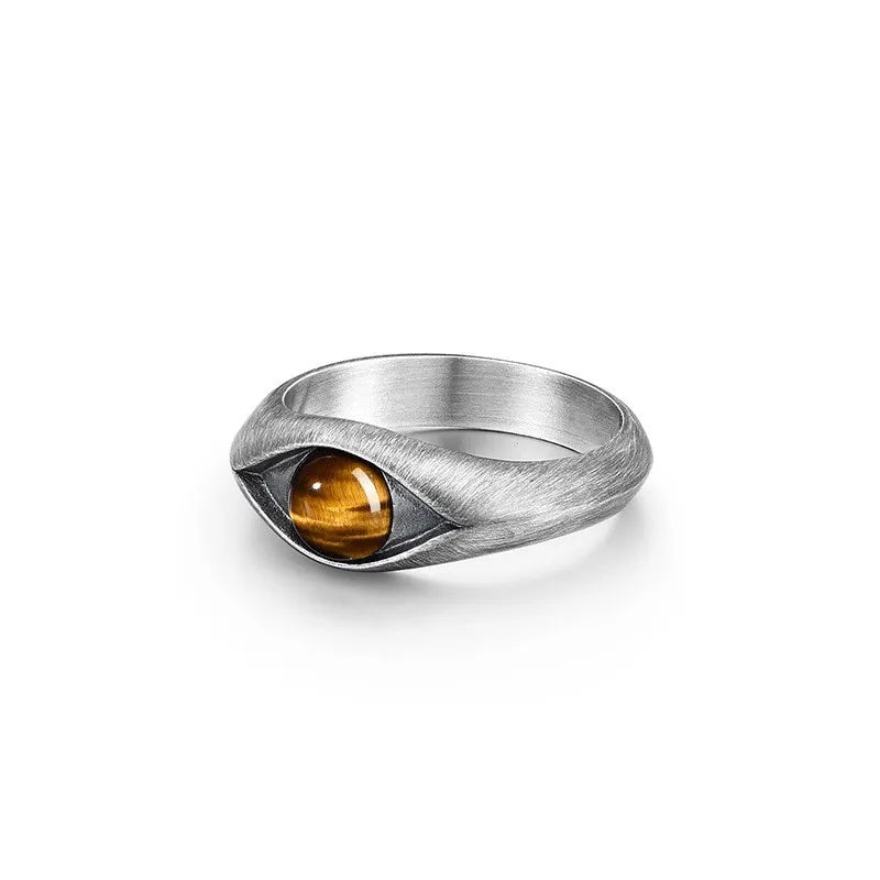 VENTFILLE 925 Sterling Silber Ring für Frauen Tigerauge Stein Retro Punk Rock Einstellbare Schmuck Geschenk Dropshipping