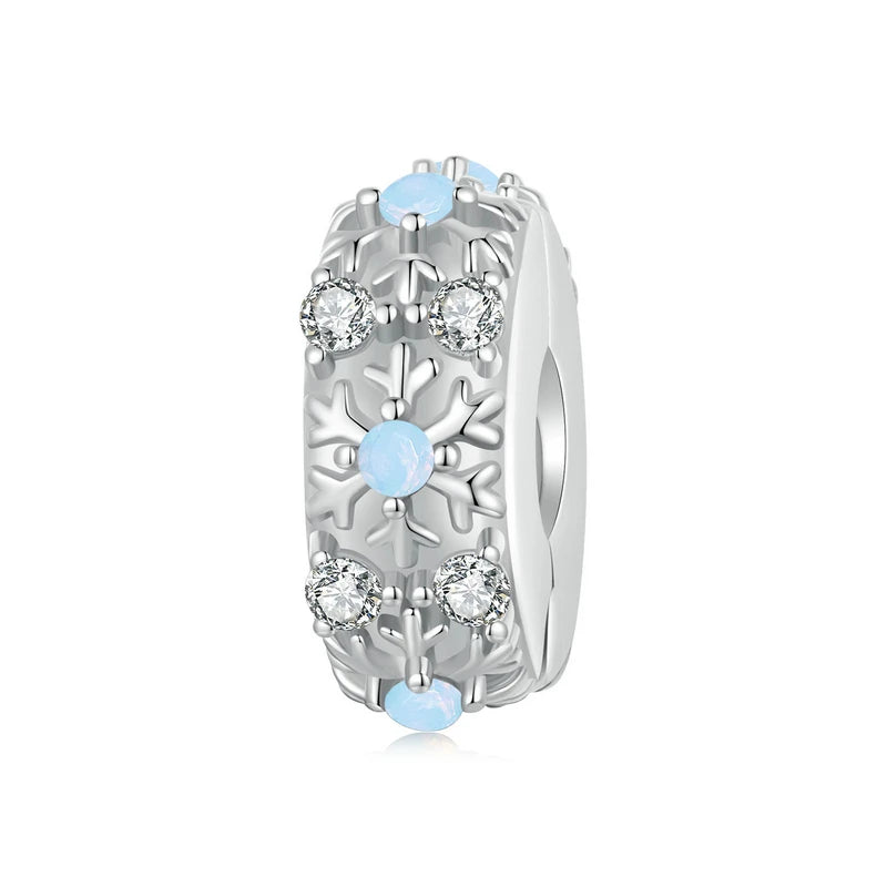 Wostu Sterling Silber schmelzende Eis Schneeflocke Anhänger blau Opal Liebe Herz Regenbogen Charme fit Original Armband DIY Winter Geschenk