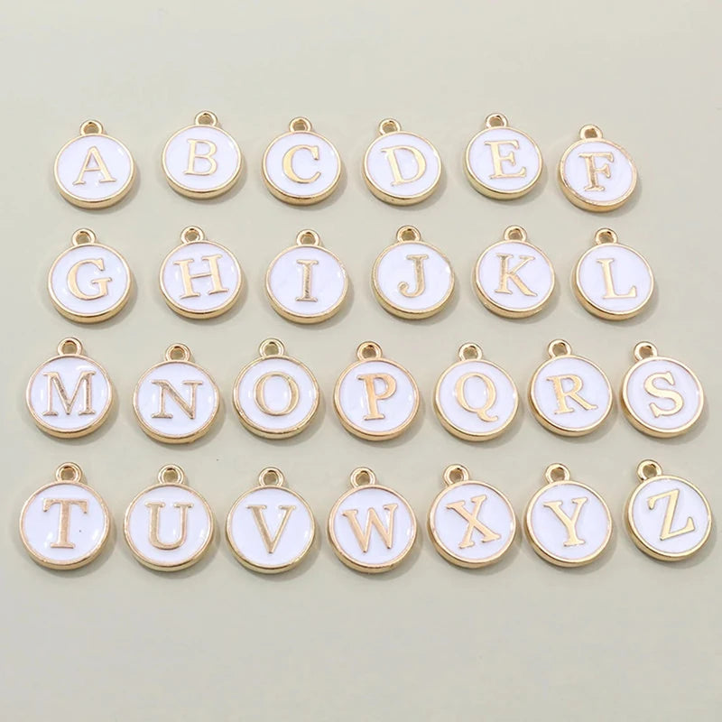 26 Stück 12x14mm A-Z Buchstaben Charms Emaille Alphabet Initial Letter Charms Anhänger Handgemachtes DIY Armband Schmuck Herstellung Zubehör