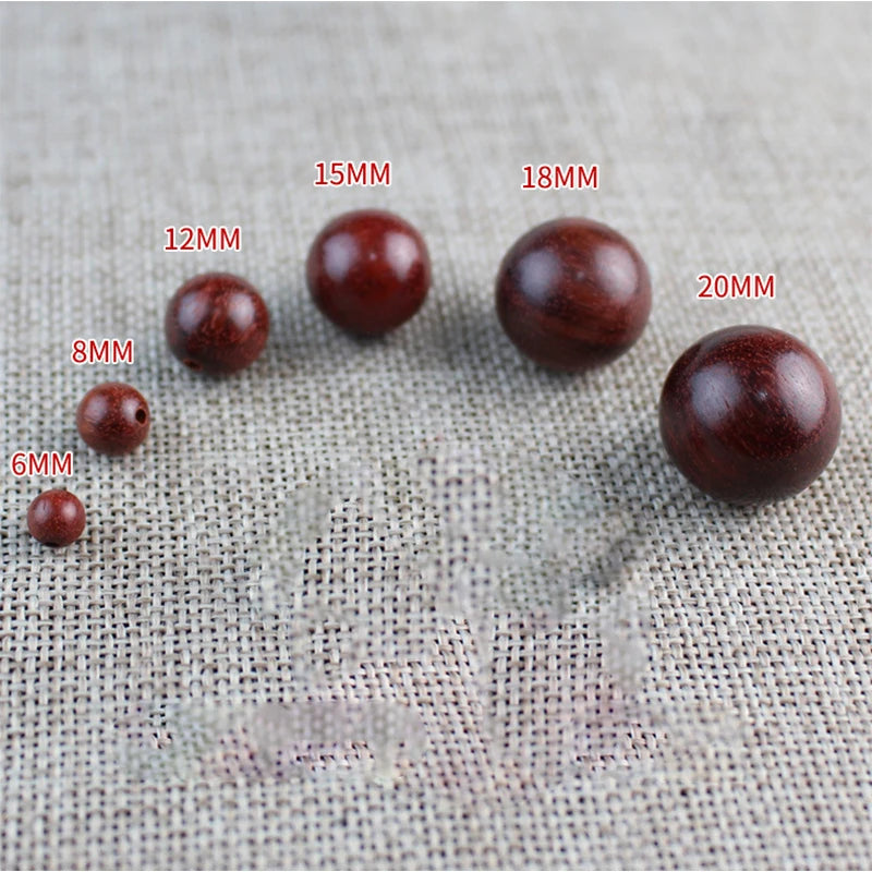 1 Packung natürliche schwarze/rote Sandelholz-Holz-Rundperlen, 6–20 mm, verschiedene Größen, Armbänder, Halsketten, Holzkugel, Perlenabstandshalter, DIY-Schmuck