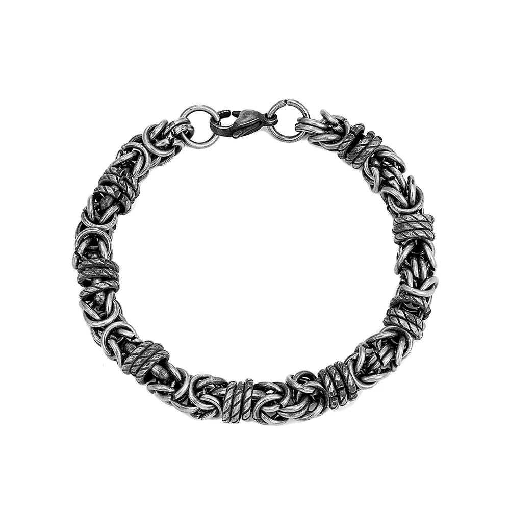 Vintage geflochtenes Edelstahl Herrenarmband Hip Hop einfache geflochtene Laterne Handkette für männliche Freund trendige Armreif Geschenke