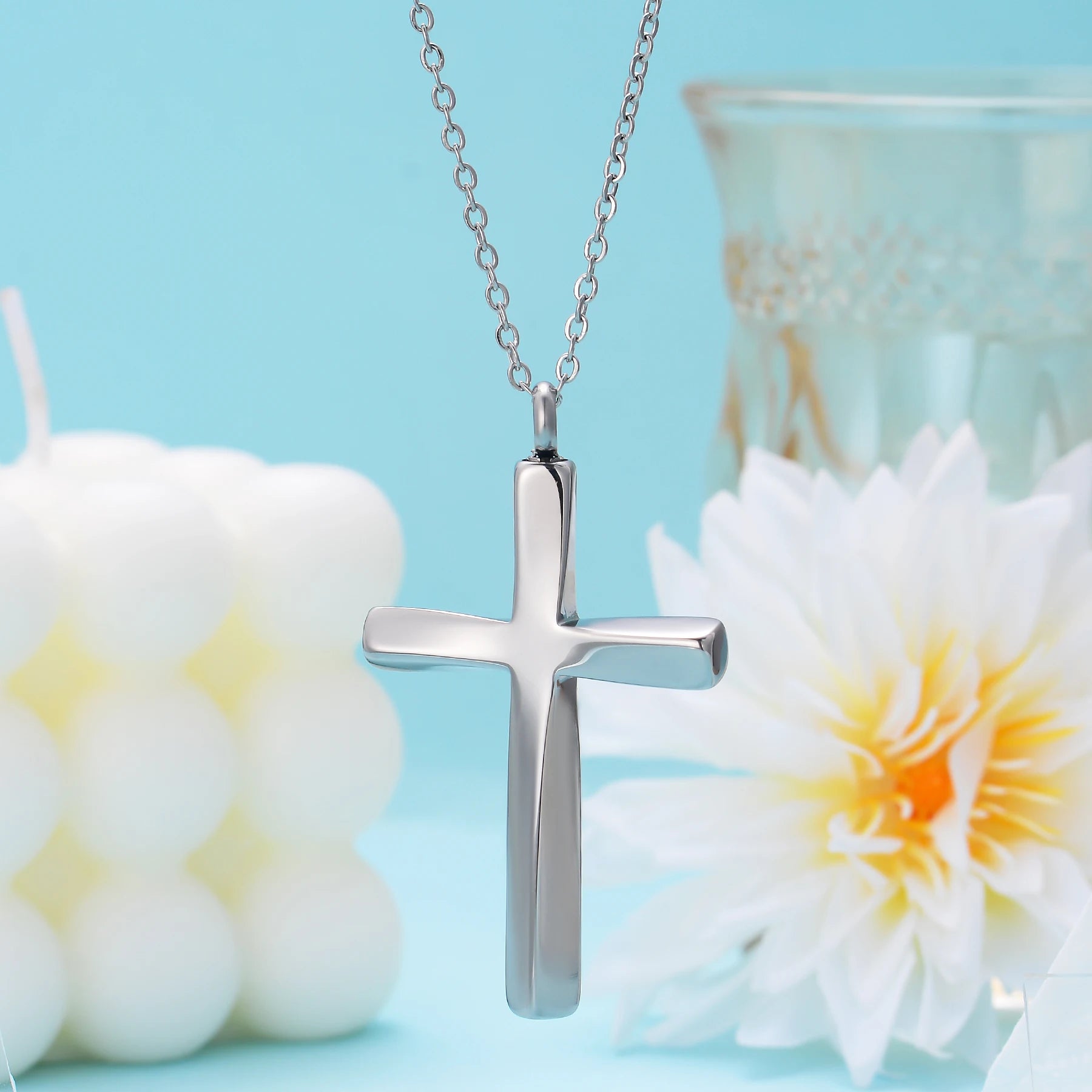 Edelstahl minimalistischen Stil Twist Kreuz Urne Anhänger Halskette Feuerbestattung Memorial Schmuck für Frauen Männer Familie Andenken Geschenk