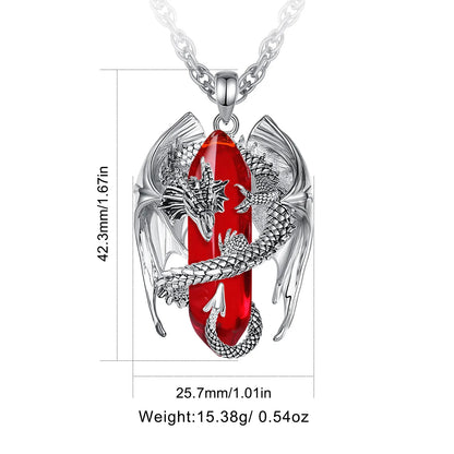 Eudora Dragon Twining Sechseckige Natürliche Karneol Prismatische Halskette Punk Heilstein Anhänger Edlen Schmuck für Frauen Mann Geschenk