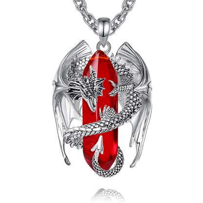 Eudora Dragon Twining Sechseckige Natürliche Karneol Prismatische Halskette Punk Heilstein Anhänger Edlen Schmuck für Frauen Mann Geschenk