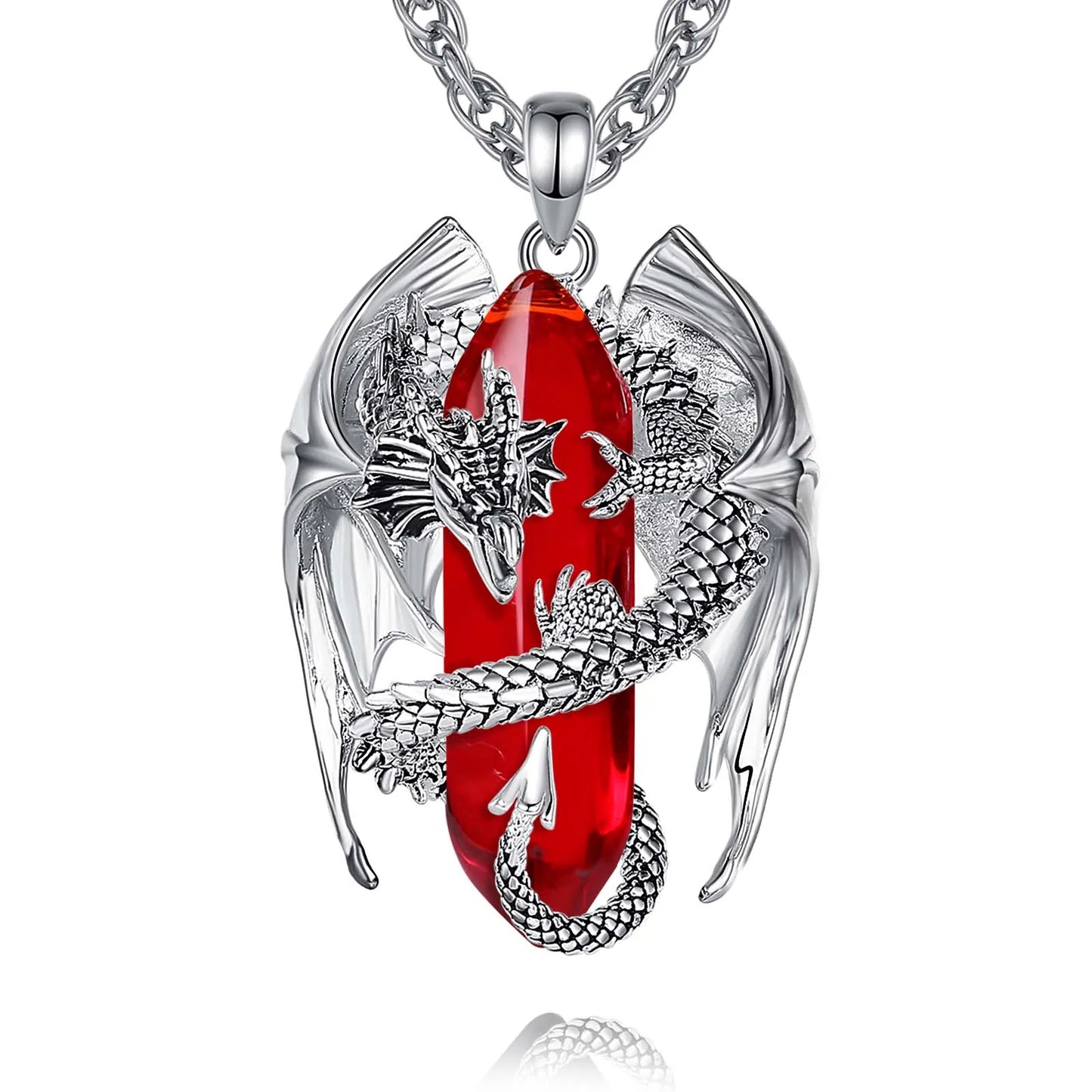 Eudora Dragon Twining Sechseckige Natürliche Karneol Prismatische Halskette Punk Heilstein Anhänger Edlen Schmuck für Frauen Mann Geschenk
