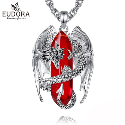 Eudora Dragon Twining Sechseckige Natürliche Karneol Prismatische Halskette Punk Heilstein Anhänger Edlen Schmuck für Frauen Mann Geschenk