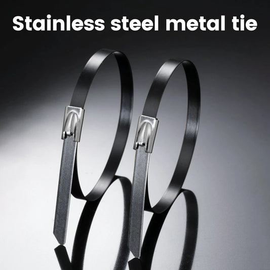 100 Stück 304 Edelstahl Metall schwarz Kabelbinder selbstsicherndes, hochtemperaturbeständiges Antioxidationsmaterial
