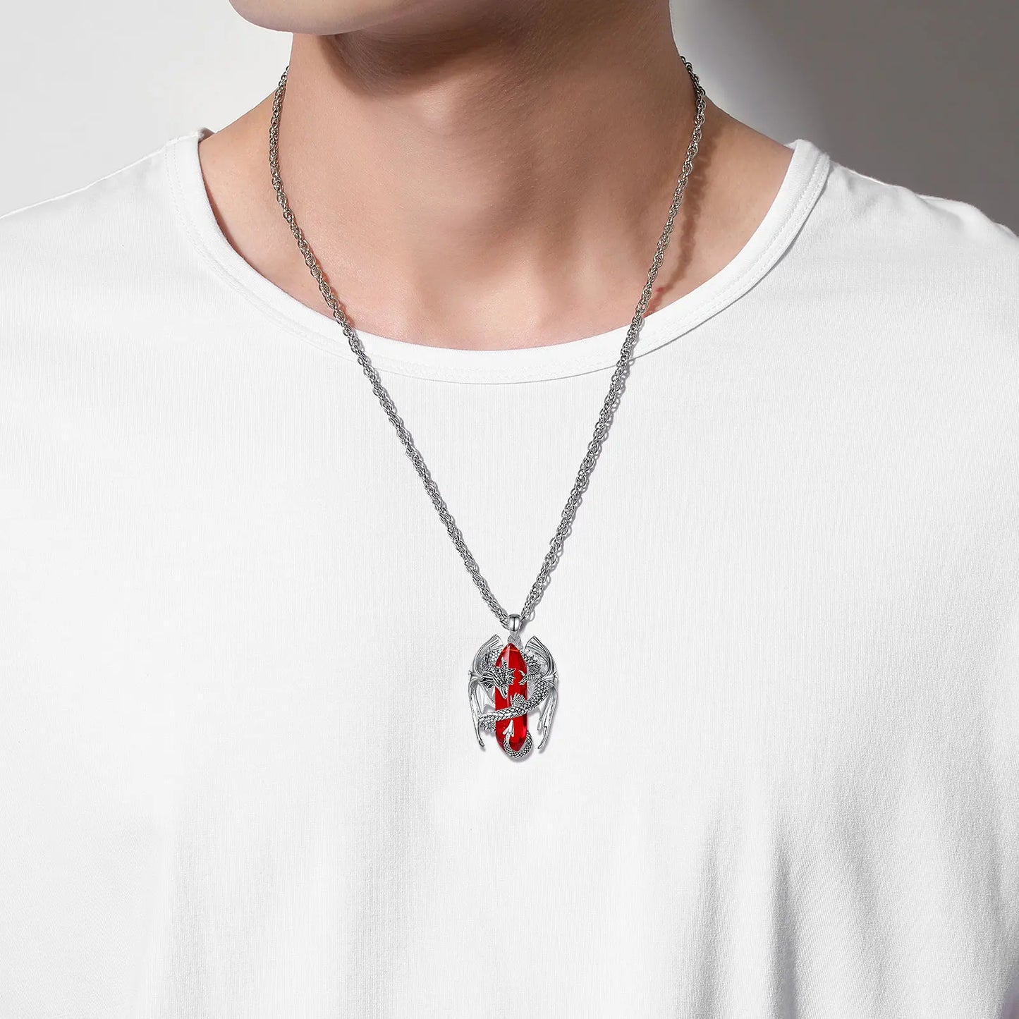 Eudora Dragon Twining Sechseckige Natürliche Karneol Prismatische Halskette Punk Heilstein Anhänger Edlen Schmuck für Frauen Mann Geschenk
