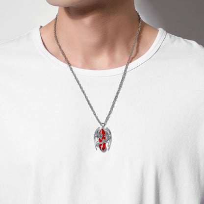 Eudora Dragon Twining Sechseckige Natürliche Karneol Prismatische Halskette Punk Heilstein Anhänger Edlen Schmuck für Frauen Mann Geschenk