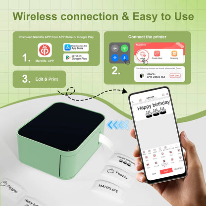 Marklife P15 Mini-Etikettendrucker, tragbarer thermischer Bluetooth-Klebepapierdrucker, Aufkleberhersteller, tintenlose Etikettenetikettiermaschine