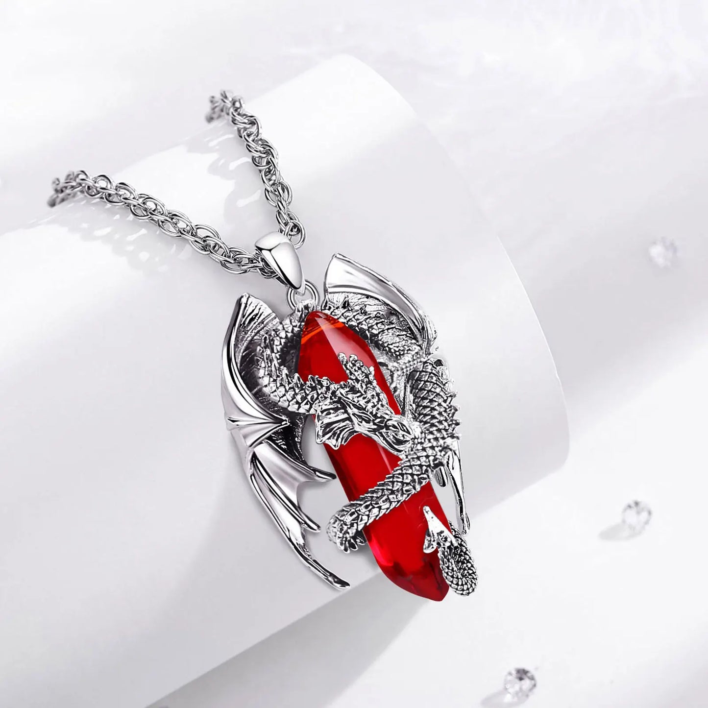 Eudora Dragon Twining Sechseckige Natürliche Karneol Prismatische Halskette Punk Heilstein Anhänger Edlen Schmuck für Frauen Mann Geschenk