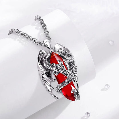 Eudora Dragon Twining Sechseckige Natürliche Karneol Prismatische Halskette Punk Heilstein Anhänger Edlen Schmuck für Frauen Mann Geschenk