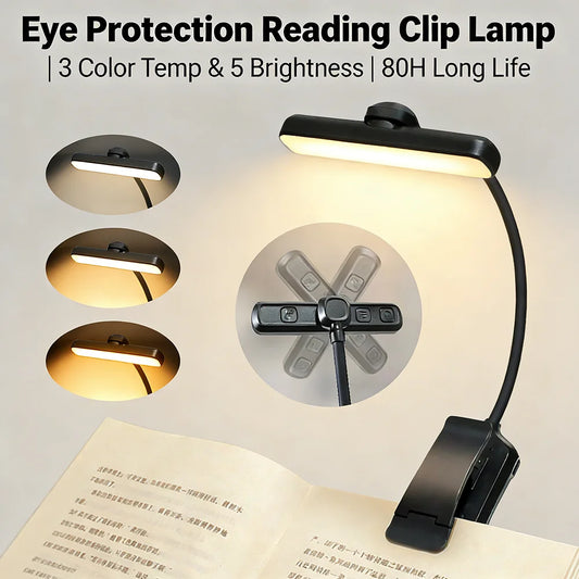 Bernsteinfarbenes Buchlicht, kein blaues Licht, Augenschutz-Leselampe, Ra 86, hohe CRI, wiederaufladbare Nachttisch-Clip-Lampe für E-Reader, iPad
