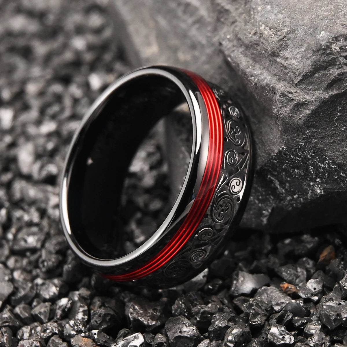 Schwarzer 8 mm Wolframcarbid-Ring für Herren, Ringe, Bague Homme, Pareja de Sundae, Modeschmuck, Eheringe, Verlobungsringe