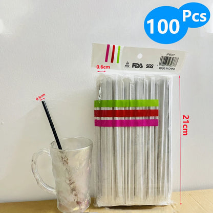 50–1000 Stück schwarze Trinkhalme aus Papier, Kunststoff-Strohhalme, einteilige Verpackung, flexible Trinkhalme für Partyküche und Getränke