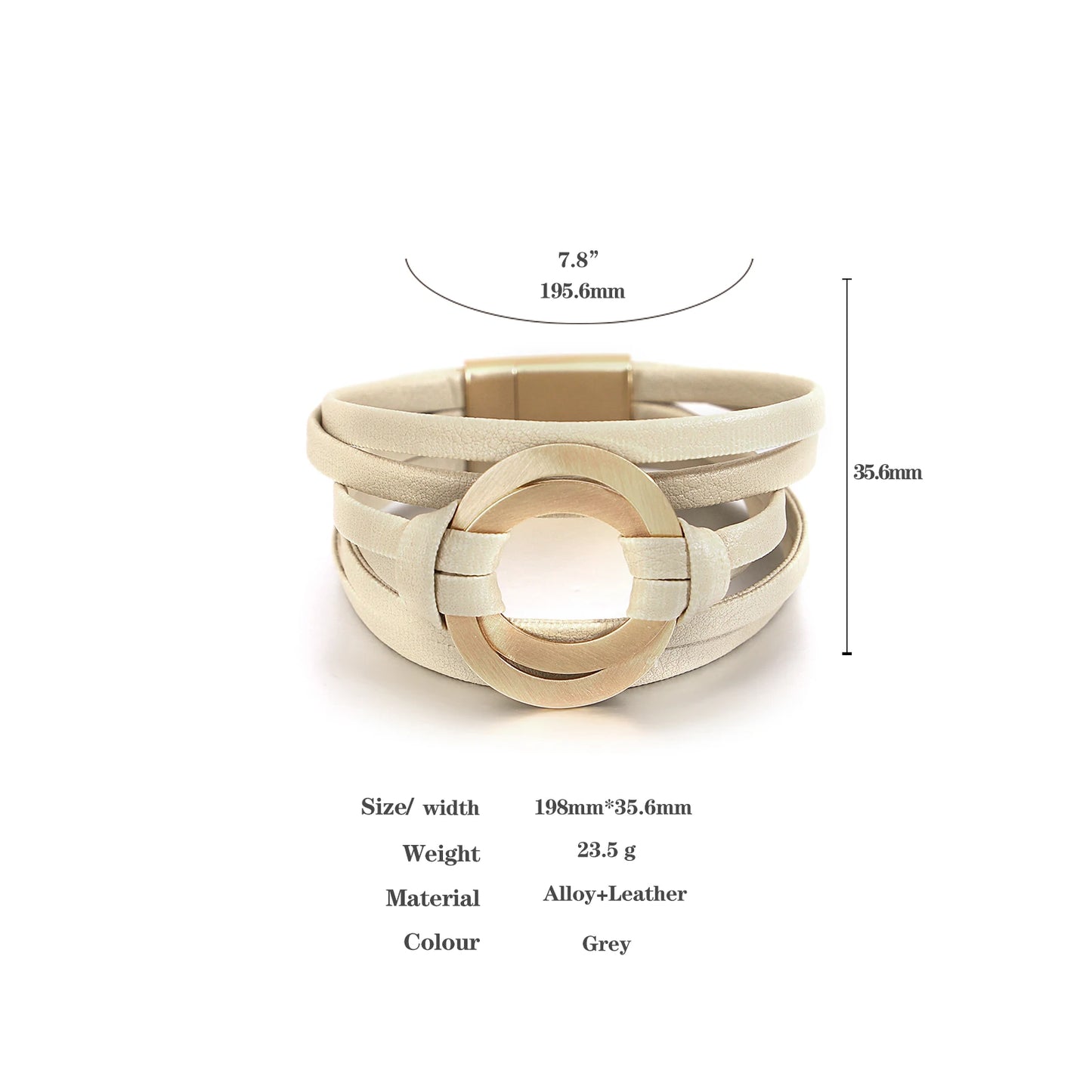 ALLYES Boho Genuine Leather Bracelets for Women Men Fashion Round Hollow Circles Charm Wrap Bracelet Bangle Female Jewelry Gifts