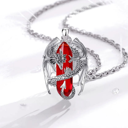 Eudora Dragon Twining Sechseckige Natürliche Karneol Prismatische Halskette Punk Heilstein Anhänger Edlen Schmuck für Frauen Mann Geschenk