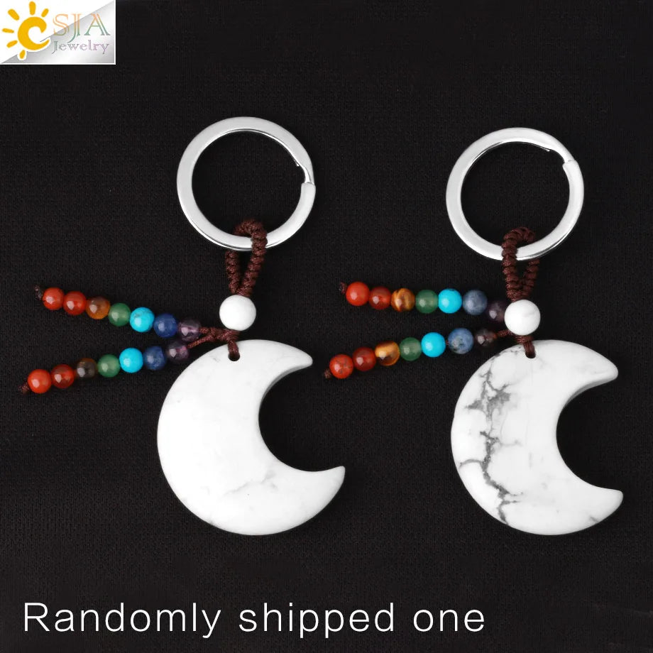 Naturstein 7 Chakra Schlüssel bund Heilung Mond Türkis Stern Rose Quarz Kristall Anhänger Aventurin Schlüssel ring Auto Schlüssel tasche g850