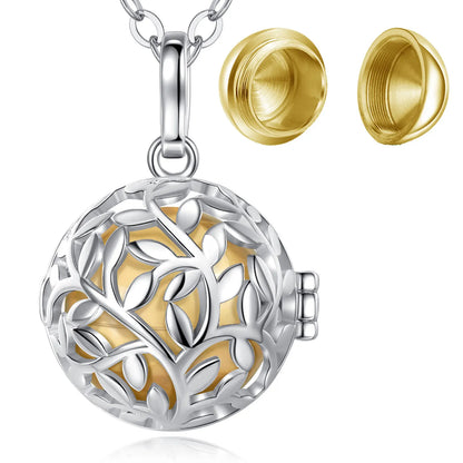 EUDORA Urne Feuerbestattung Anhänger 18mm Olive Leaf Cage Medaillon Asche Halter Andenken Kapsel Halskette Hohl Ball DIY Schmuck k332n14