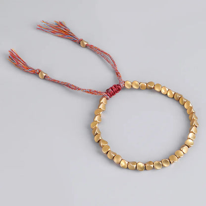 Handgemachte tibetisch-buddhistische Armbänder an der Hand geflochtene Kupferperlen Glücksseil-Armband und Armreifen für Frauen und Männer